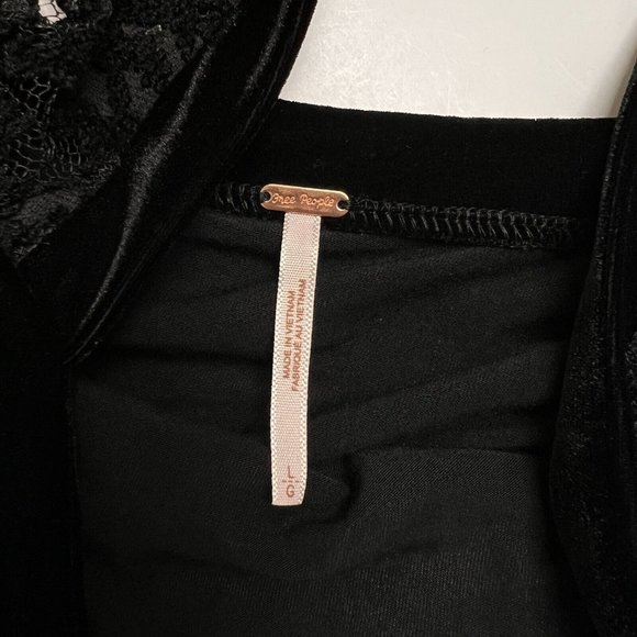 Free People Mini Dress L Black Lace Flirt For You Long Sleeve Cut Out Back - Picture 9 of 10